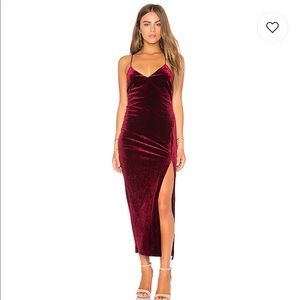 Burgundy High Slit Dress in XS